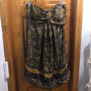 Nicole Miller strapless metallic dress